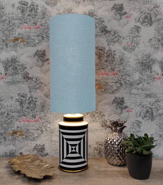 Extra Tall Drum Lampshade in Duck Egg Blue Linen, 50cm Height - image 1