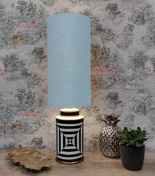 Extra Tall Drum Lampshade in Duck Egg Blue Linen, 50cm Height - thumbnail 1