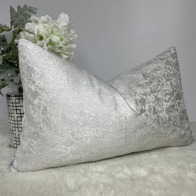 "White Pillow Cover, Diana Luxury Textured Rectangle Cushion Cover 12""x20" - image 1
