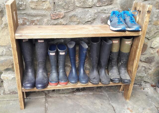 Rustic Handmade Wooden Shoe Rack Shelf Reclaimed Wood Shabby Chic - image 1