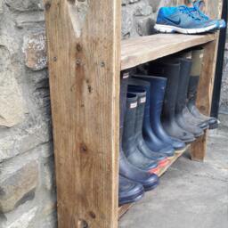 Rustic Handmade Wooden Shoe Rack Shelf Reclaimed Wood Shabby Chic - thumbnail 2