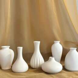Mini White Ceramic Bud Vase Unique Sculptural Shapes, Minimalist Decor - thumbnail 3