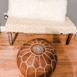 Handmade Moroccan Leather Pouf Ottoman Tan Foot Stool - thumbnail 3