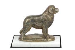 Newfoundland, Dog White Marble Base Statue, Limited Edition, Artdog. Made Of Cold Cast Bronze. Perfect Gift. Limited Edition