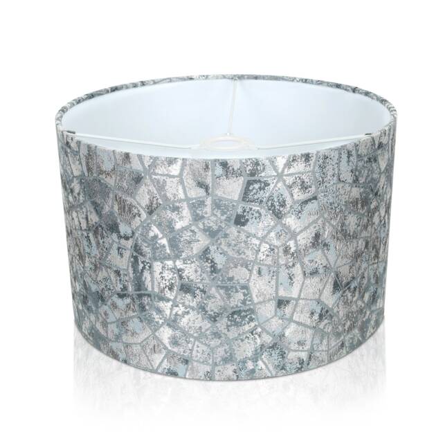 Agate Slate Lampshade, Silver Blue Drum, Handmade Ceiling Pendant - image 1