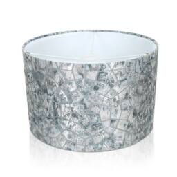 Agate Slate Lampshade, Silver Blue Drum, Handmade Ceiling Pendant - thumbnail 1