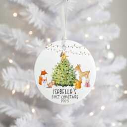 Personalised Baby's First Christmas Ornament Adorable Woodland Animal Decoration For Newborn's Xmas Tree Bauble - thumbnail 2