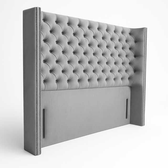 Plush Velvet Chesterfield Headboard - Wing Design, Floor Standing, UK Sizes - image 1
