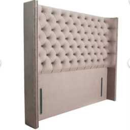 Plush Velvet Chesterfield Headboard - Wing Design, Floor Standing, UK Sizes - thumbnail 2