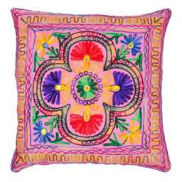 Indian Embroidered Cushion Cover 60 X cm Multicolour Suzani Mirror Mandala Boho Cotton Pillow Case Square For Sofa Couch Home Decor - thumbnail 4