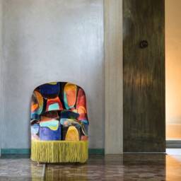 Paint Box Meterware Decorative Upholstery Velvet Fabric Retro Pop Art Pattern Carlucci By Jab