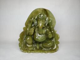 Jade Ganesha, Gemstone Aventurine Figures, Semiprecious Stone Hindu God Sculptures, Mythology Art - thumbnail 1