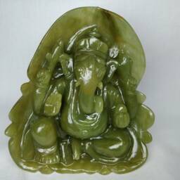 Jade Ganesha, Gemstone Aventurine Figures, Semiprecious Stone Hindu God Sculptures, Mythology Art - thumbnail 2