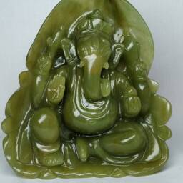 Jade Ganesha, Gemstone Aventurine Figures, Semiprecious Stone Hindu God Sculptures, Mythology Art - thumbnail 4