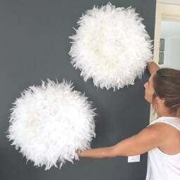 2 Juju Hats Wall Decor, Set Of Two Juju Home Feathers Wall White Hats, Decor - Juju
