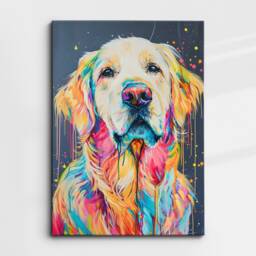 Golden Retriever Fun Animal Dog Pet Lover Abstract Oil Painting Wall Art Framed Canvas Poster Print Home Kitchen Living Room Decor Gifts - thumbnail 3