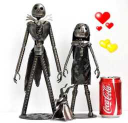 Christmas Family Scrap Metal Sculpture, Handmade Recycled Steel Art, Unique Valentine Gift For Her - thumbnail 1