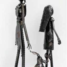 Christmas Family Scrap Metal Sculpture, Handmade Recycled Steel Art, Unique Valentine Gift For Her - thumbnail 3