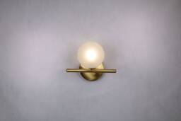 Wall Lighting - Brass Gold Globe Lamp Vanity Light Fixture, Sconce Model Ranor Design #