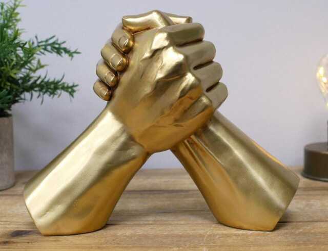 Gold Clasped Hands Sculpture - image 1