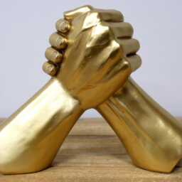 Gold Clasped Hands Sculpture - thumbnail 2