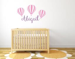 Hot Air Balloon Name Stickers, Personalized Wall Decals, Girls Name Baby Nursery Decor Db330 - thumbnail 1