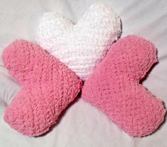 Crochet Heart Pillow, Soft Fuzzy Valentine's Day, Plush, Mother's Plush Accent Heart Throw Pillow - image 1