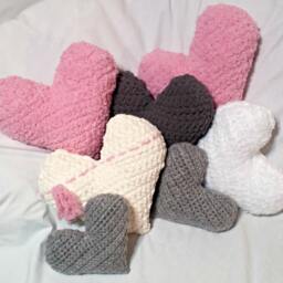 Crochet Heart Pillow, Soft Fuzzy Valentine's Day, Plush, Mother's Plush Accent Heart Throw Pillow - thumbnail 4