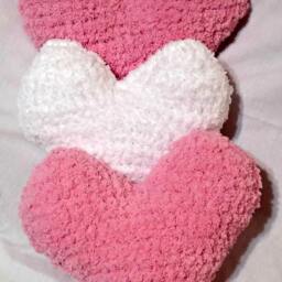 Crochet Heart Pillow, Soft Fuzzy Valentine's Day, Plush, Mother's Plush Accent Heart Throw Pillow - thumbnail 3