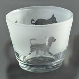 Chihuahua Tealight - Rustic Glass Tea Light Holder With Smooth Coat Chihuahua Frieze Design - thumbnail 1
