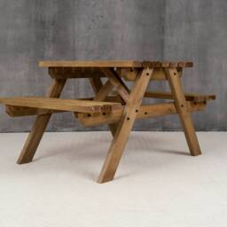 Fortem Heavy Duty Pub Style Picnic Table - Traditional Solid Wood Garden Bench Set Treated Timber Outdoor Dining Furniture 1-8 Seater - thumbnail 4