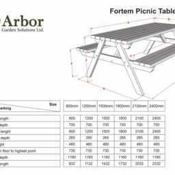 Fortem Heavy Duty Pub Style Picnic Table - Traditional Solid Wood Garden Bench Set Treated Timber Outdoor Dining Furniture 1-8 Seater - thumbnail 2