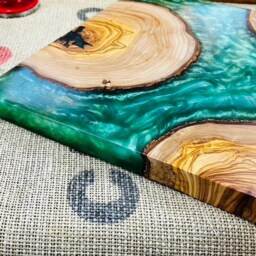 Olive Wood Resin Serving Platter, Square Centerpiece - 30x30 cm - thumbnail 3