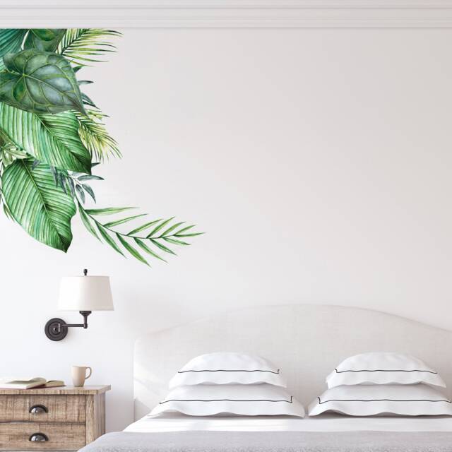 Large Tropical Leaves Wall Sticker. Flowers Home Decor. Alternative Wallpaper. Decals & Decor