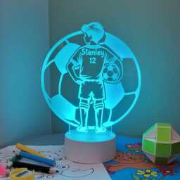 Personalised Footballer Led Night Light Remote Controlled Football Illusion Lamp Boys - thumbnail 2
