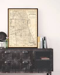Chicago Map - Old Of in Sepia Tones, Large On Paper Or Canvas - thumbnail 1