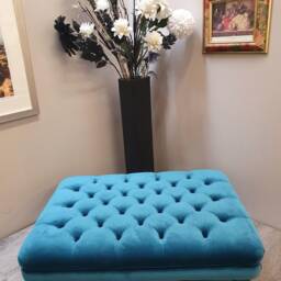100 cm X 54 Chelsea Chesterfield Deep Buttoned Luxurious Soft Velvet Footstool/Ottoman Coffee Table Grey, Marine.. UK Delivery Only - thumbnail 3