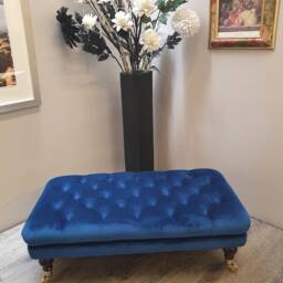 100 cm X 54 Chelsea Chesterfield Deep Buttoned Luxurious Soft Velvet Footstool/Ottoman Coffee Table Grey, Marine.. UK Delivery Only - thumbnail 2