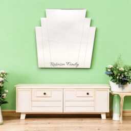 Art Deco Rectangular Fan Shaped Mirrors With White Backing & Hooks, Bespoke Shapes/Sizes Made - thumbnail 4