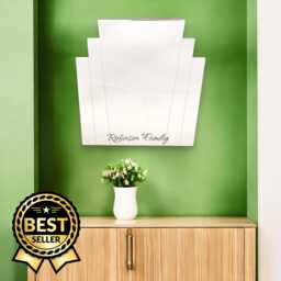Art Deco Rectangular Fan Shaped Mirrors With White Backing & Hooks, Bespoke Shapes/Sizes Made