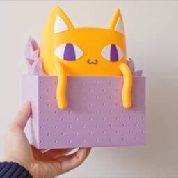 Omori Big Yellow Cat Planter, Neighbor's Room Plant Pot, Kitty Candy Holder, 3D Printed Office Desk Decor, Cute Kawaii Pet Gamer Gift - thumbnail 3