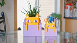 Omori Big Yellow Cat Planter, Neighbor's Room Plant Pot, Kitty Candy Holder, 3D Printed Office Desk Decor, Cute Kawaii Pet Gamer Gift