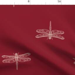 Dragonflies Curtain Panel - Large Scale Insects Nature Bugs Simple Custom Dragonfly Rows Brick Red By Designed_By_Debby - thumbnail 4