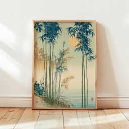 Japanese Bamboo Forest Poster, Moonlit Zen Wall Art, Misty Nature Print - thumbnail 4