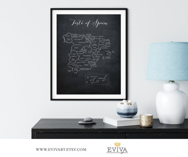 Poster Wall Art Taste Of Spain - Culinary Map Print Spanish Cuisine Gastronomy - image 1