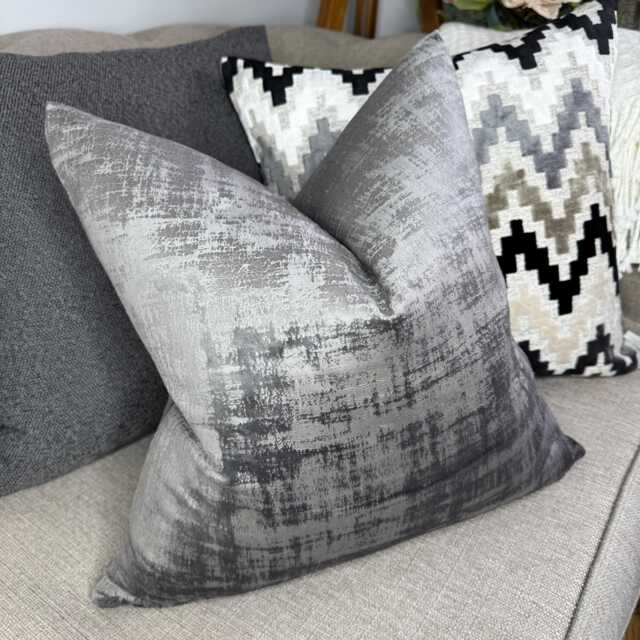 Elegant Charcoal Velvet Cushion Cover For Sofa Or Bed - Iliv Interior Azurite Fabric - image 1