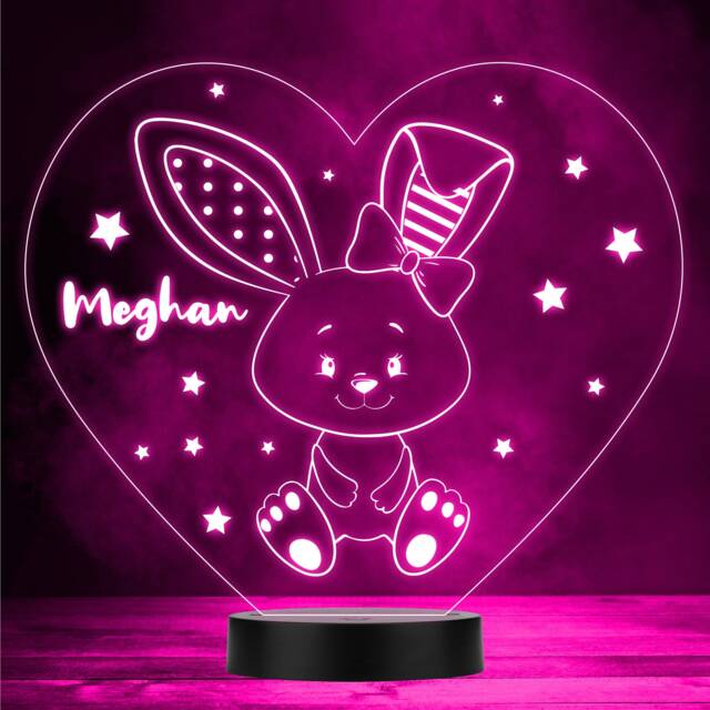 stars Cute Bunny Girl Heart Led Lamp Personalised Gift Night Light - Bedroom - image 1
