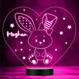 stars Cute Bunny Girl Heart Led Lamp Personalised Gift Night Light - Bedroom - thumbnail 1