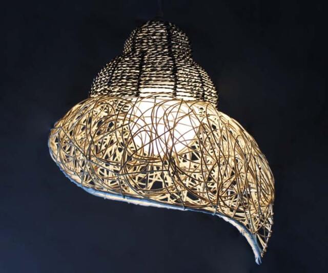 Rattan Snail Pendant Light - Woven Ceiling Lighting - image 1