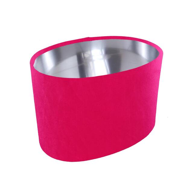 Oval Cerise Pink Lampshade in Velvet With Silver Lining - image 1